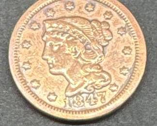 1847 Braided Hair One Cent