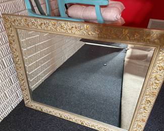 large framed mirror with beveled edge
