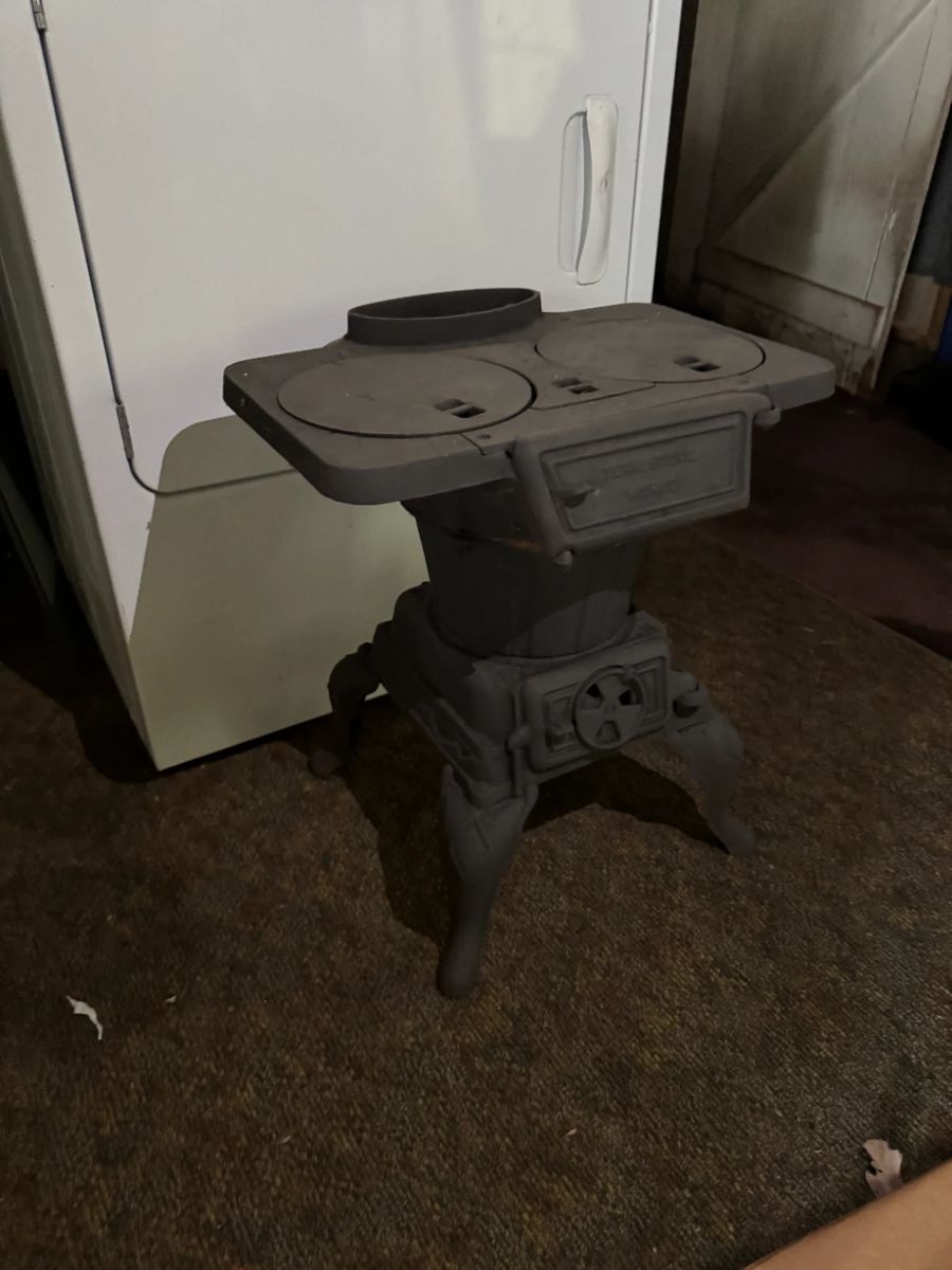 Small iron stove.