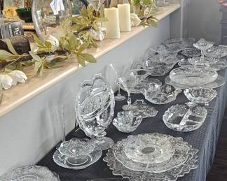 Collection of vintage etched glassware