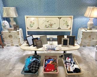 Korean Tansu Chinoiserie White Lacquer Bedroom Set