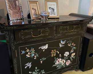 Black Lacquered Chinoiserie Cabinet