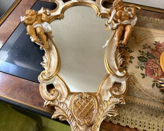 Italian Style Ornate Mirror with Cherub Motif
