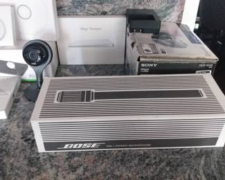 Unopened Bose microphone; Magic Trackpad, more