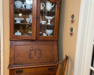 Antique oak drop front desk