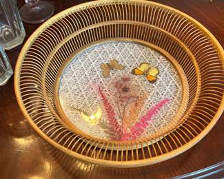 Butterfly wicker serving bowl