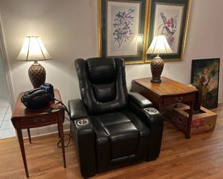 Power recliner and 2 drop leaf tables