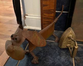 Metal Dog Art and Cast iron