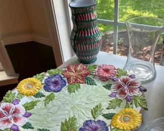 Oversized 3-D Floral Serving Platter