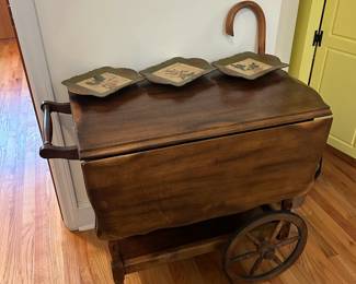 Vintage Drop Leaf Rolling Cart/Table