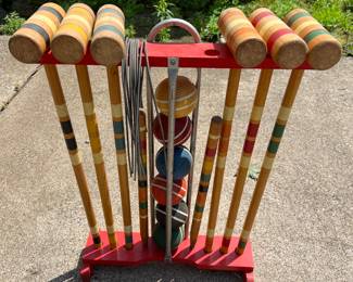 Vintage Wood Croquet Set