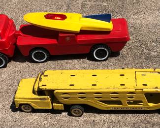 Vintage Tonka Car Hauler and Ideal Toy Truck