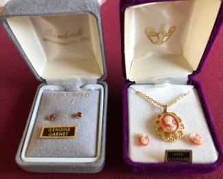 14k Earrings and Brooch Set
