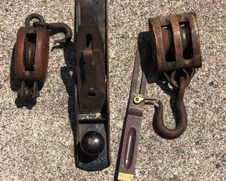Antique Bailey Wood Plane and Pulleys