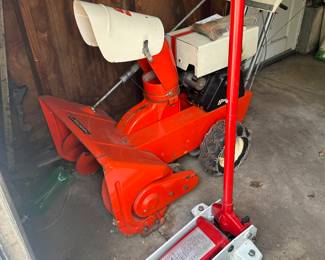 Simplicity Snow Blower and Larin Floor Jack