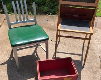 Vintage Aluminum Good Form Office Chair Kids Chalkboard Toy