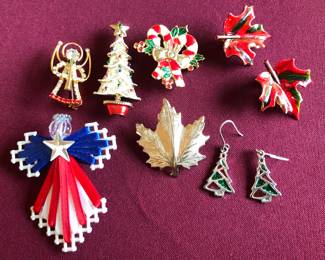 Vintage Christmas Brooches and Earrings