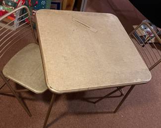 Vintage Card Table and Three Chairs