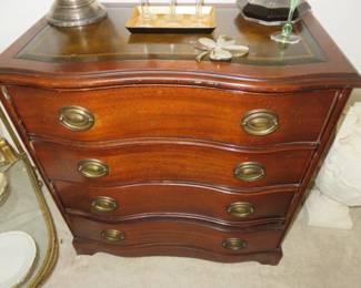 Leather Top Mahogany Chest of Drawers