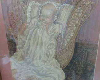 Signed Mary Hulgan, Bye-lo Baby Goes Bye-Bye Print Ltd Ed 401/1000 1985 Framed