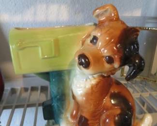 Royal Copley Ceramic Puppy Dog Mailbox Planter