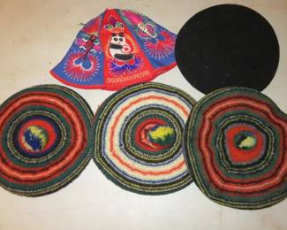 Vintage Chinese Embroidered Childs Hat, 100% Wool Black Beret France, Royal Stewart Tartan Berets or Tams 100% Wool Traditional Scottish Bonnets