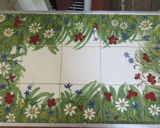 Small Floral Tile Top Table, needs base