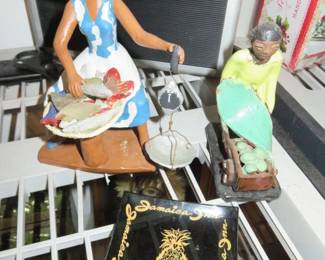 Vintage Jamaican Folk Art Pottery Figurines