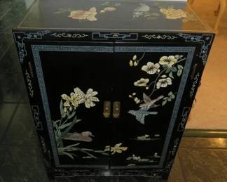 Vintage Oriental Black Lacquered Cabinet