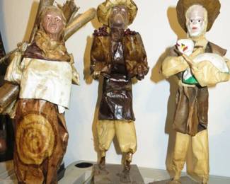 Vintage Mexican Folk Art Paper Mache Village Figures