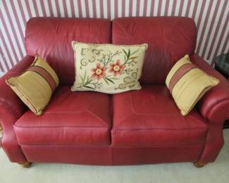 La-Z-Boy Red Leather Love Seat Sofa