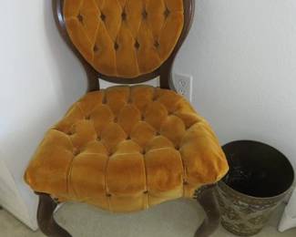 Vintage 1960's Gold Tufted Parlor Chair by French Furniture Broadway Rensselaer, N. Y. 