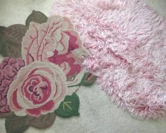 Pink Rose Floral & Shag Rug