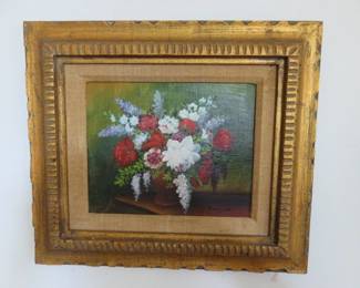 Vintage Artist Signed, Nancy Lee Oil on Canvas Floral Still Life Painting