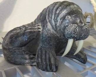Vintage Wolf Original Walrus Sculpture, Hand Made in Canada