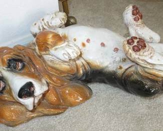 Heavy Clay Sculpture Basset Hound, Made in Italy 