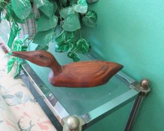 Vintage Chrome & Brass Glass Top Sofa Table