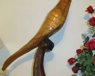 Vintage Large Hand Carved Wood Bird 