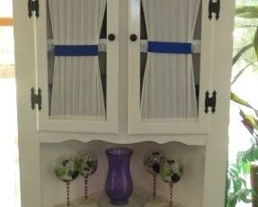 Vintage White Country Farmhouse Corner Cabinet