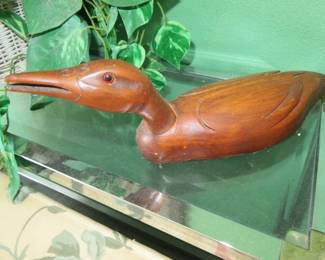 Dated 2/82 Hand Carved Wooden Loon Decoy, "Loon Calling" #34 