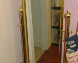 Vintage Brass Free Standing Swivel Floor Mirror