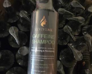 Boxes and Boxes of ReviveMe Caffeine Shampoo and Conditioner