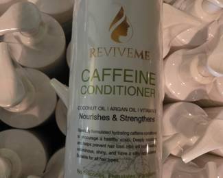 Boxes and Boxes of ReviveMe Caffeine Shampoo and Conditioner