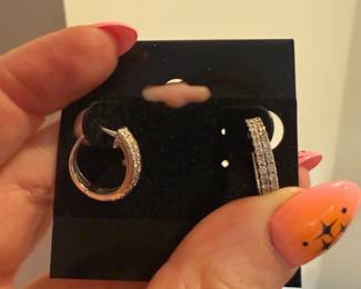 14K double row diamond hoops white gold