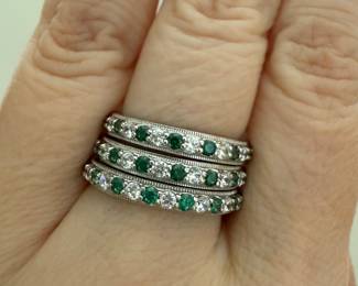 Tacori CZ and emerald bands