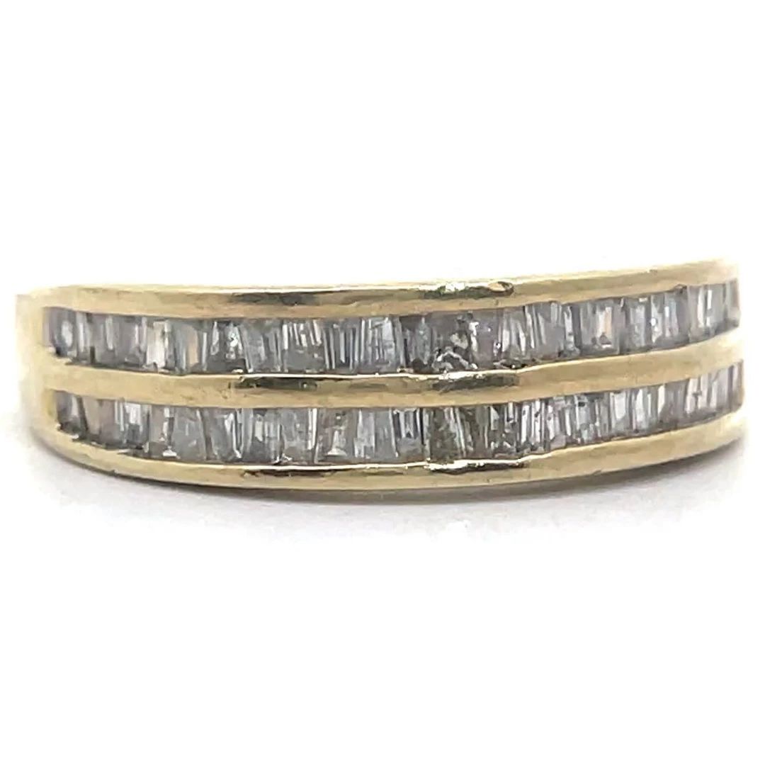 1.25 Carat Natural Diamond Baguette Double Channel Ring in Yellow Gold