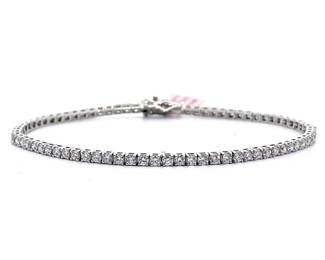 Scintillating 3 Carat Diamond Tennis Bracelet in 14k White Gold