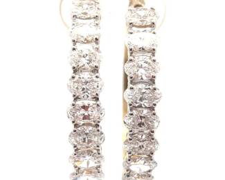 Sparkling 4 Carat Oval Diamond Hoop Earrings in 14k Yellow Gold