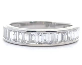 Shimmering 1 Carat Baguette Diamond Semi-Eternity Channel Ring