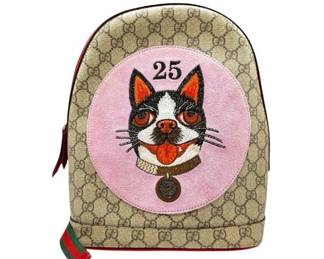 Gucci Beige Bosco Sherry Line GG Supreme PVC x Leather Backpack; Pre-Owned